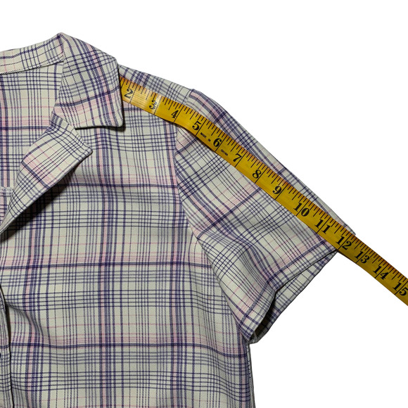 BP. | Women | Purple Ivory Veronika Plaid Crop Camp Button Front Top | Small - Picture 4 of 9